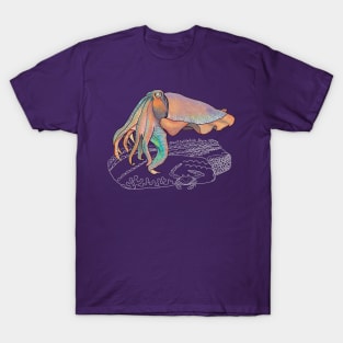 Cuttlefish Doodle-dark background T-Shirt